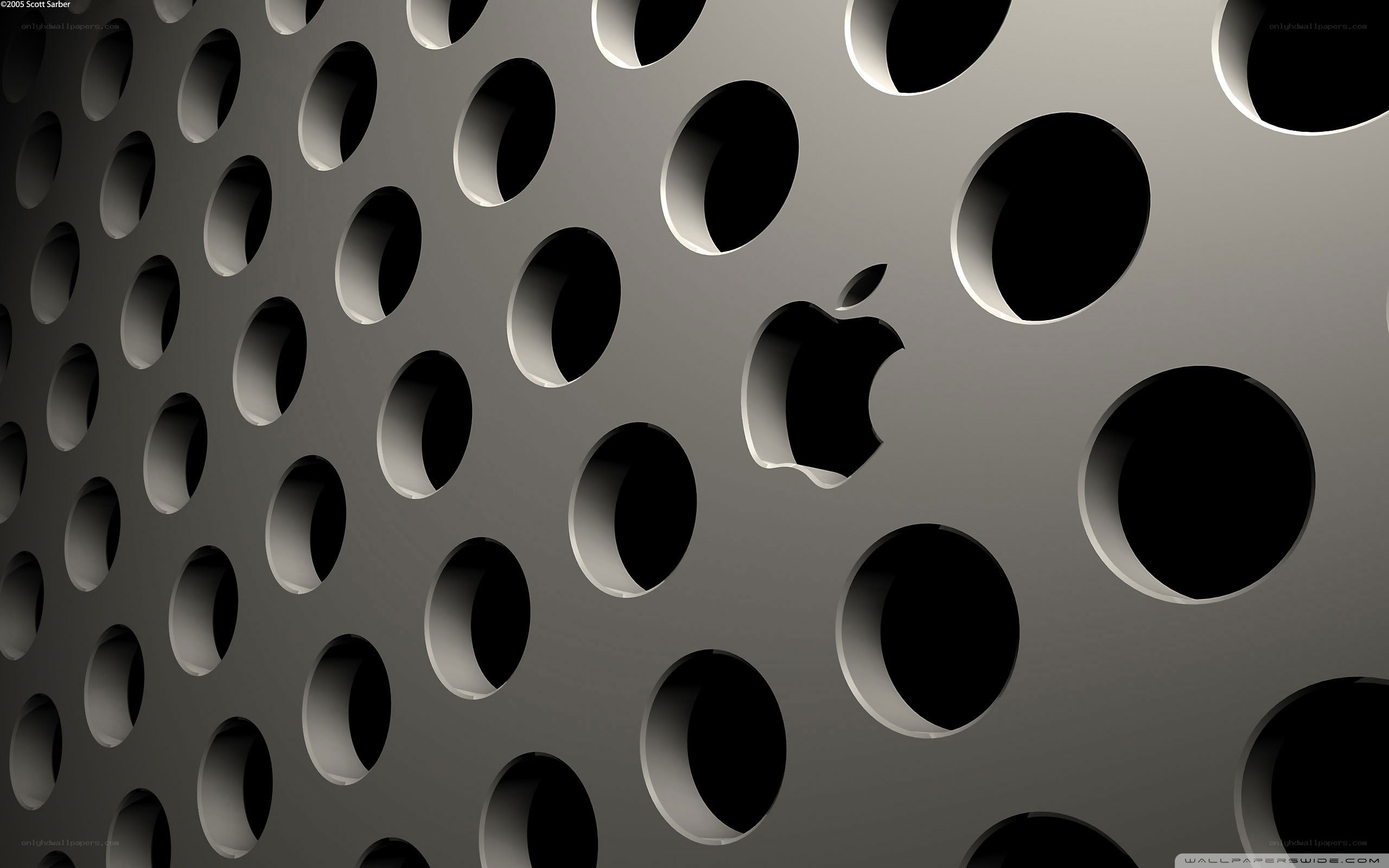 Apple logo on perforated metal