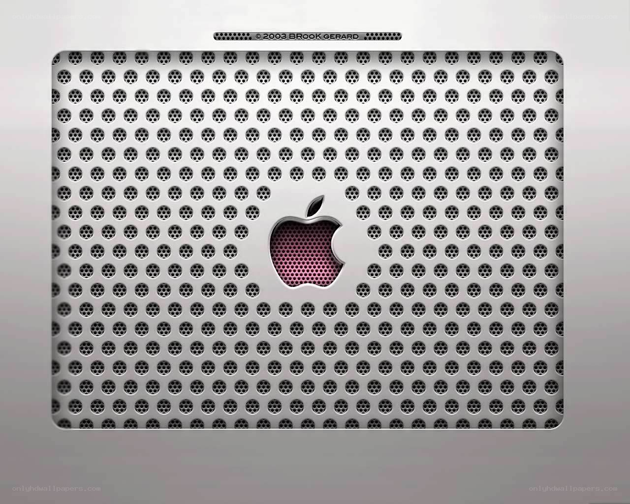 Apple logo on perforated metal