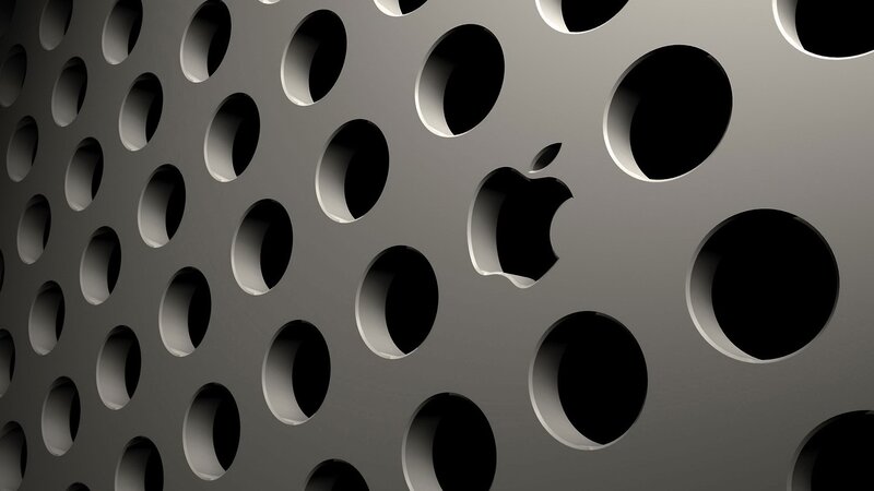Apple logo on perforated metal