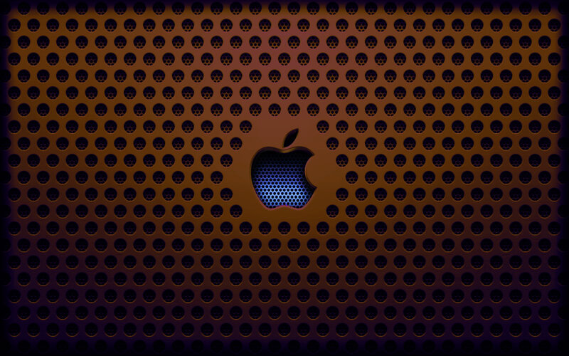 Apple Logo on Perforated Metal — Brown