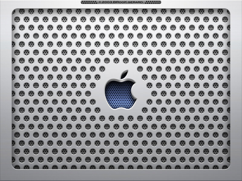 Apple Logo on Perforated Metal — Silver, Neutral