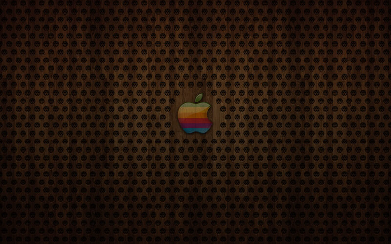 Apple logo on perforated wood
