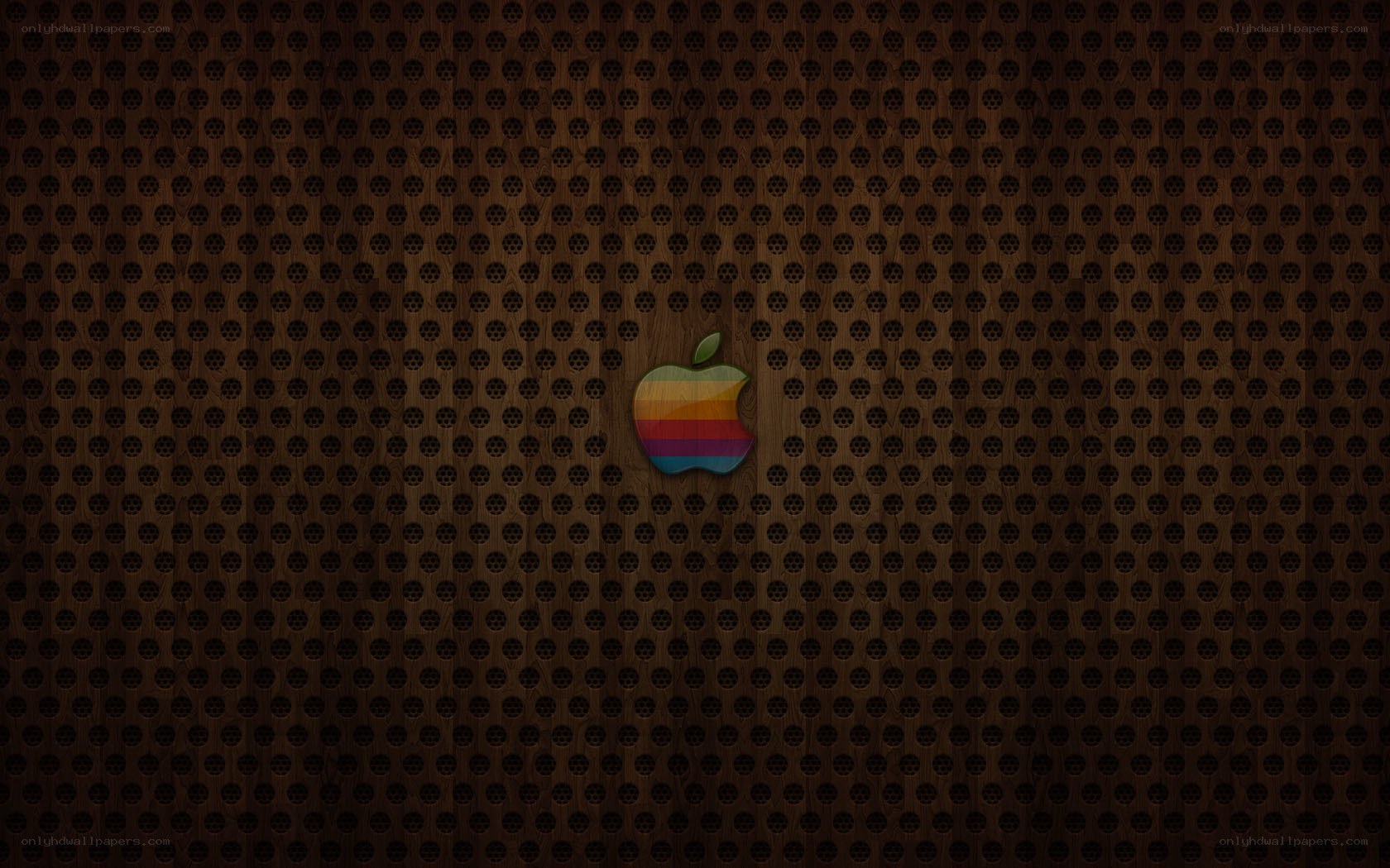 Apple logo on perforated wood