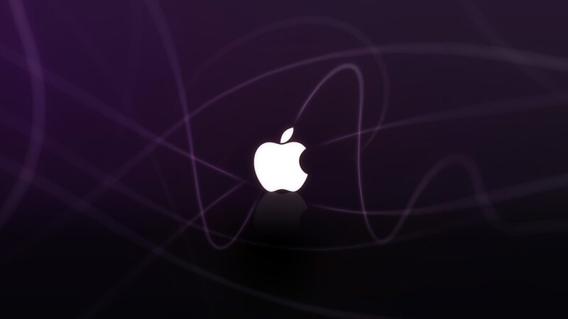 Apple logo on purple background