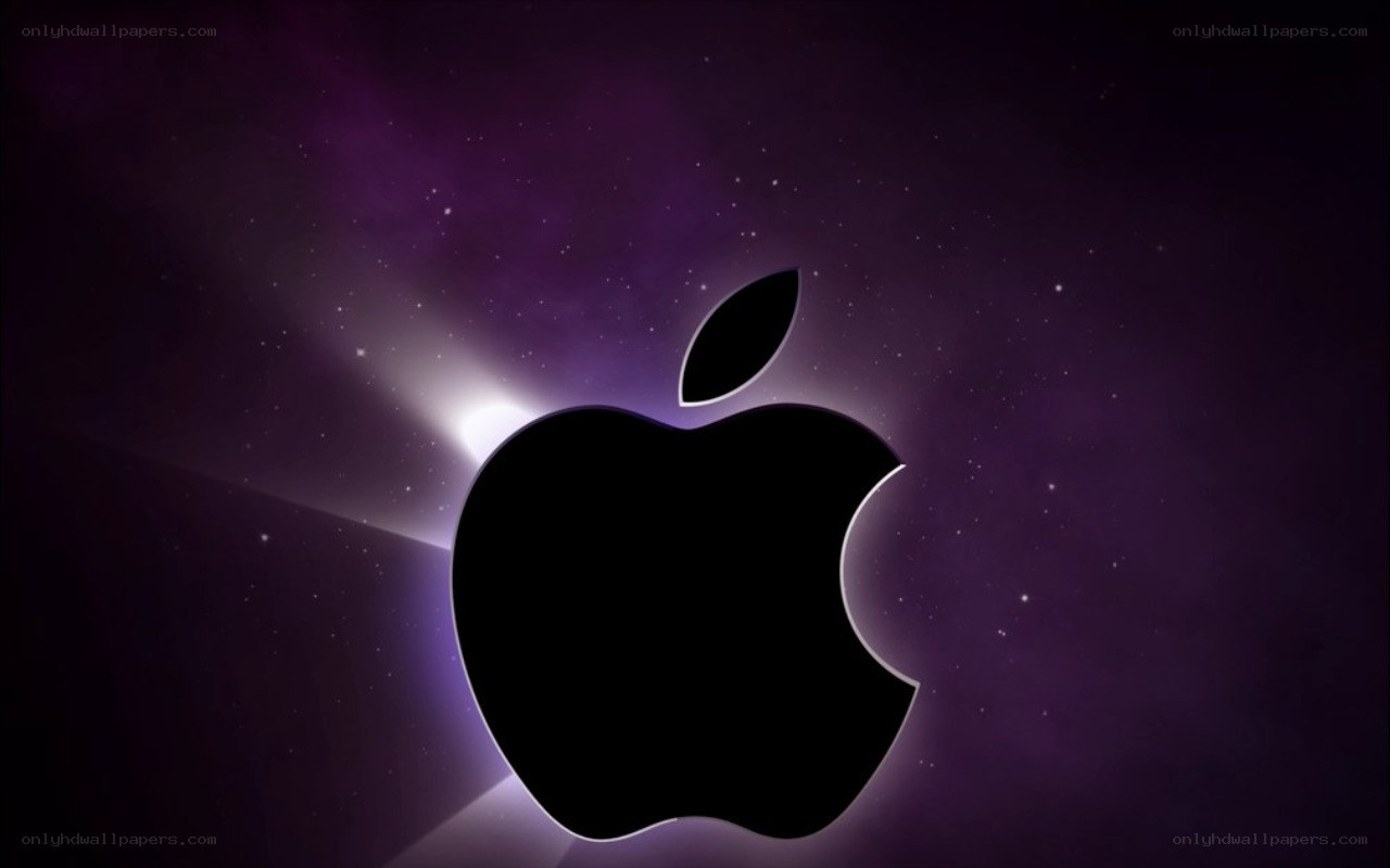 Apple logo on purple background