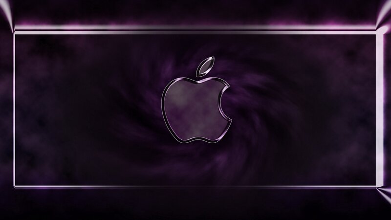 Apple logo on purple background