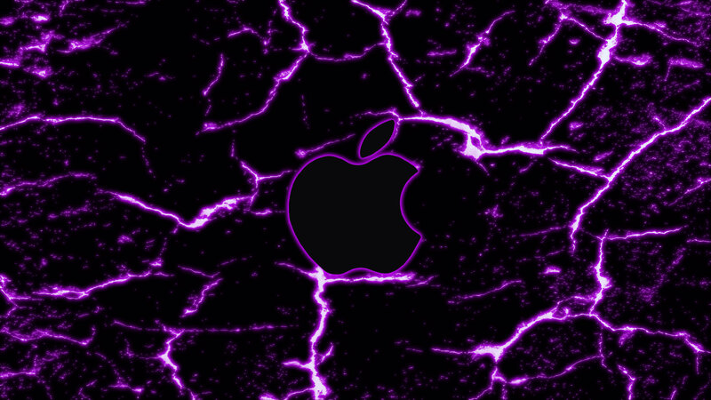 Apple Logo on Purple Background — Dramatic, Digital Art