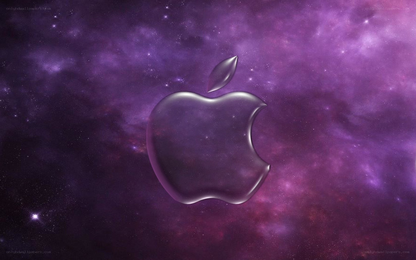Apple logo on purple galaxy