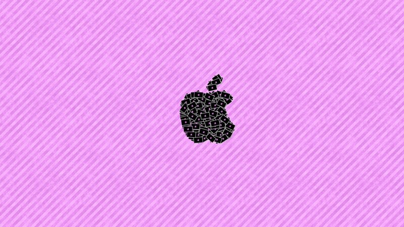 Apple logo on purple stripes
