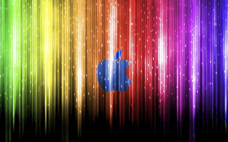 Apple logo on rainbow background