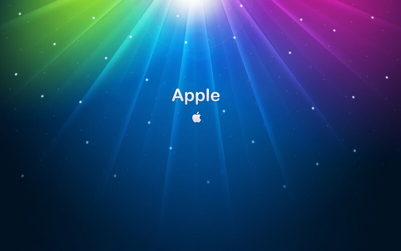 Apple Logo on Rainbow Background — Blue