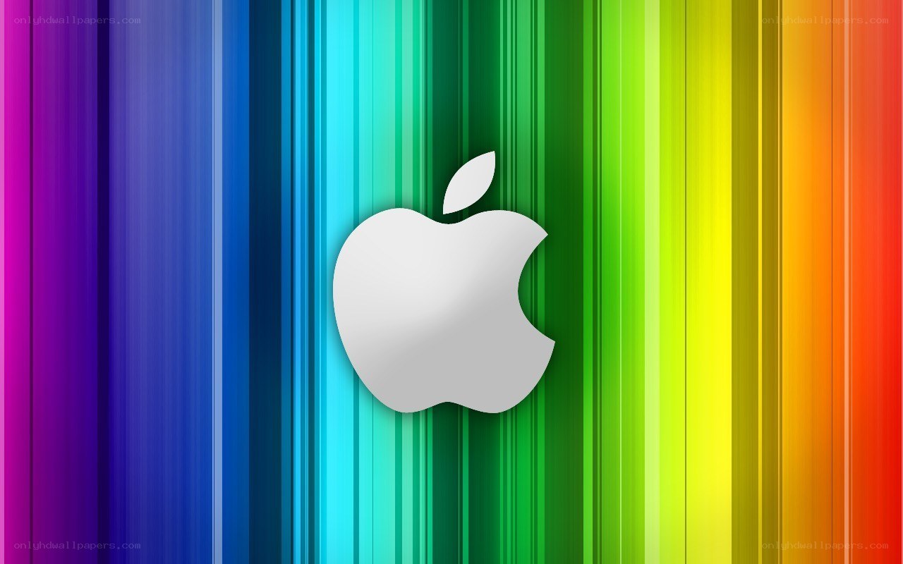 Apple logo on rainbow stripes