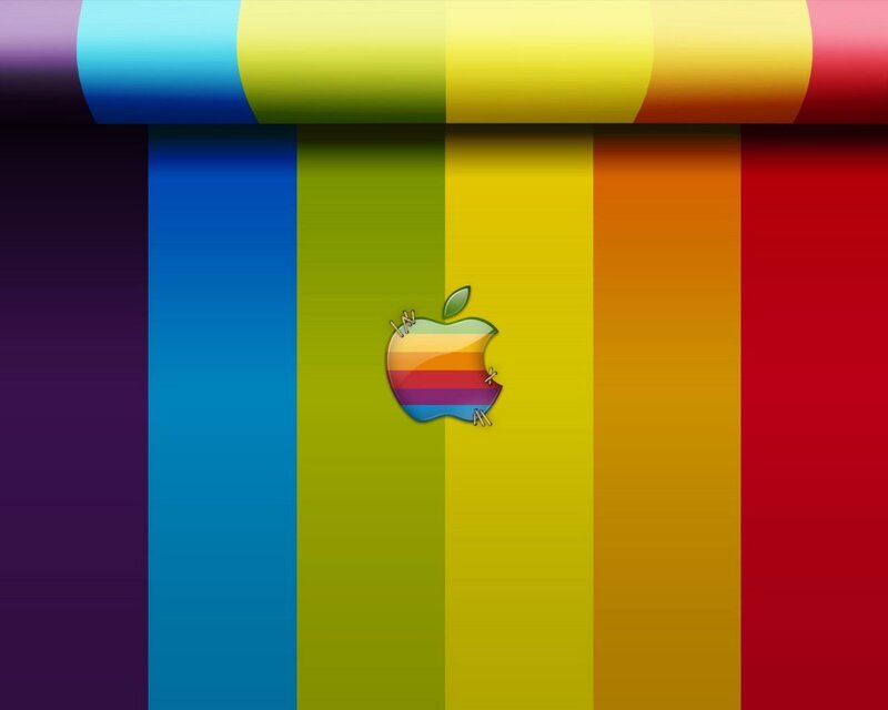 Apple logo on rainbow stripes