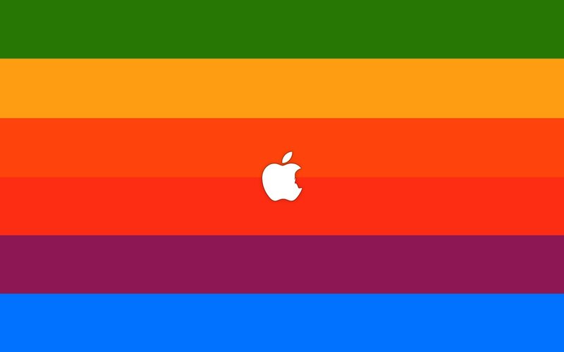 Apple Logo on Rainbow Stripes — Green, Neutral