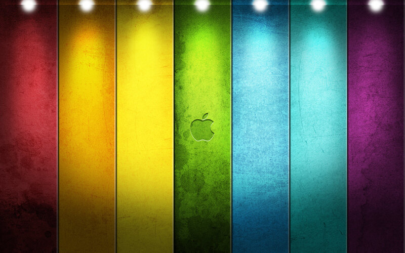 Apple Logo on Rainbow Stripes — Green