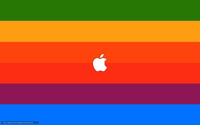 Apple Logo on Rainbow Stripes — Green, Vibrant