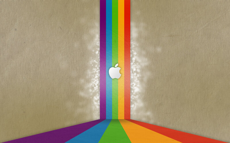 Apple Logo on Rainbow Stripes — Purple