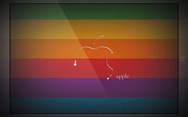 Apple Logo on Rainbow Stripes — Red, Vibrant