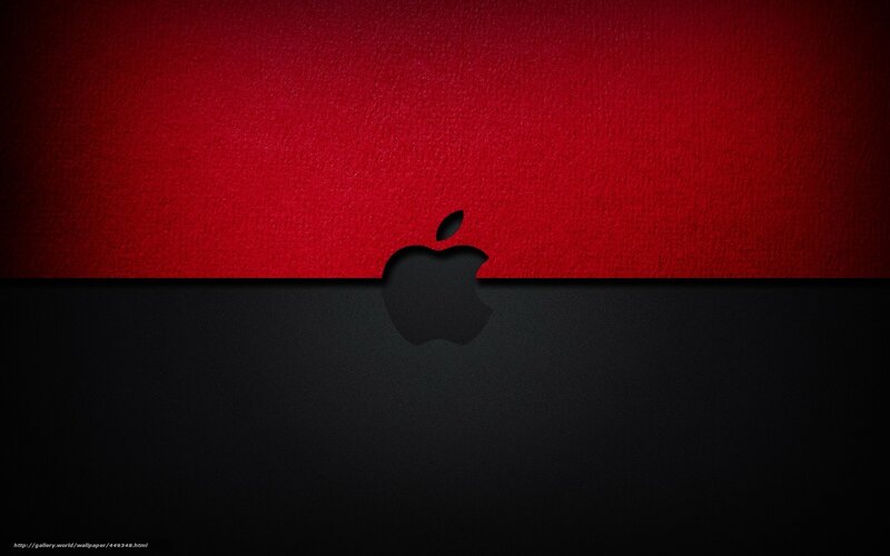 Apple logo on red and black
