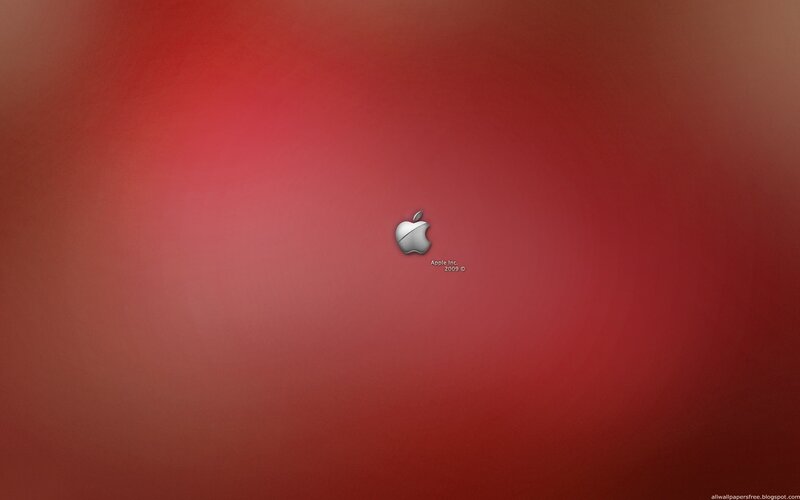 Apple logo on red background