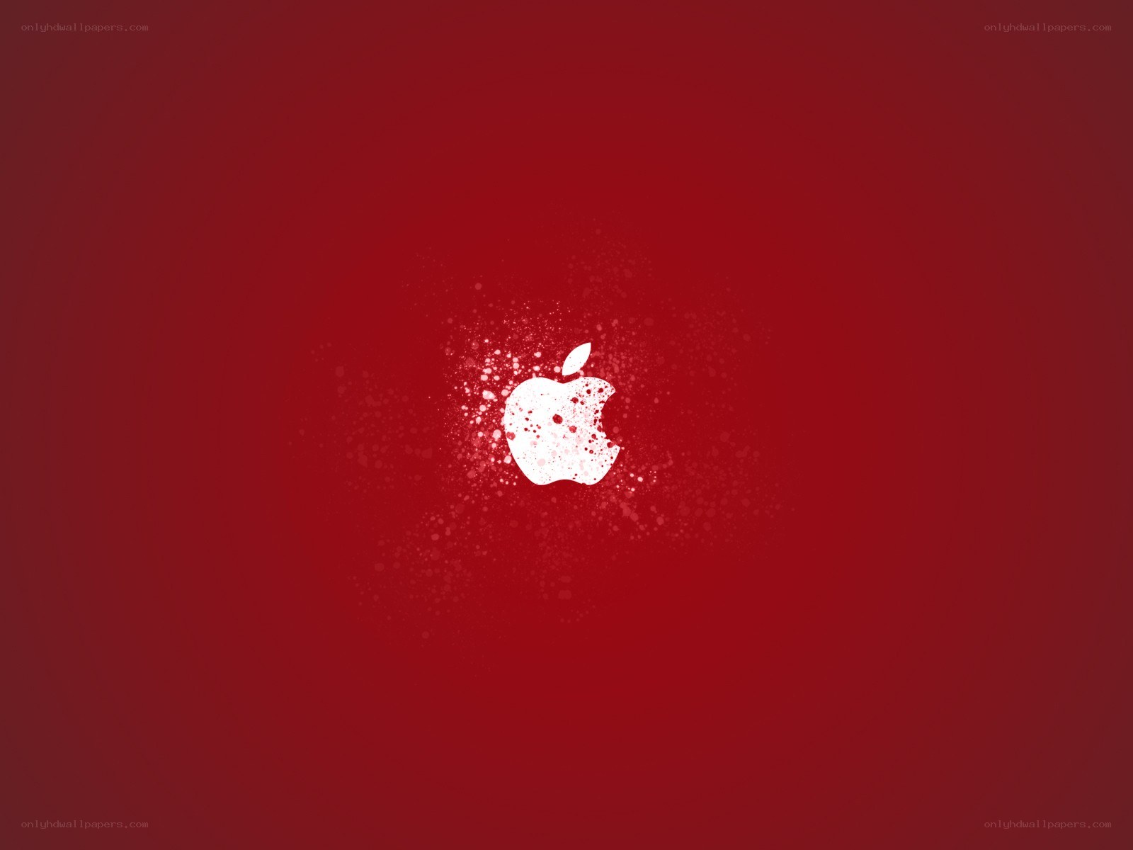 Apple logo on red background