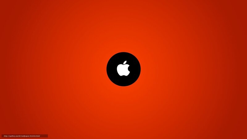 Apple logo on red background
