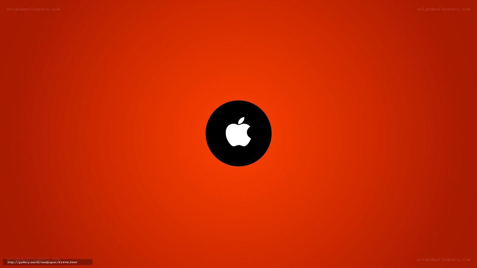Apple logo on red background