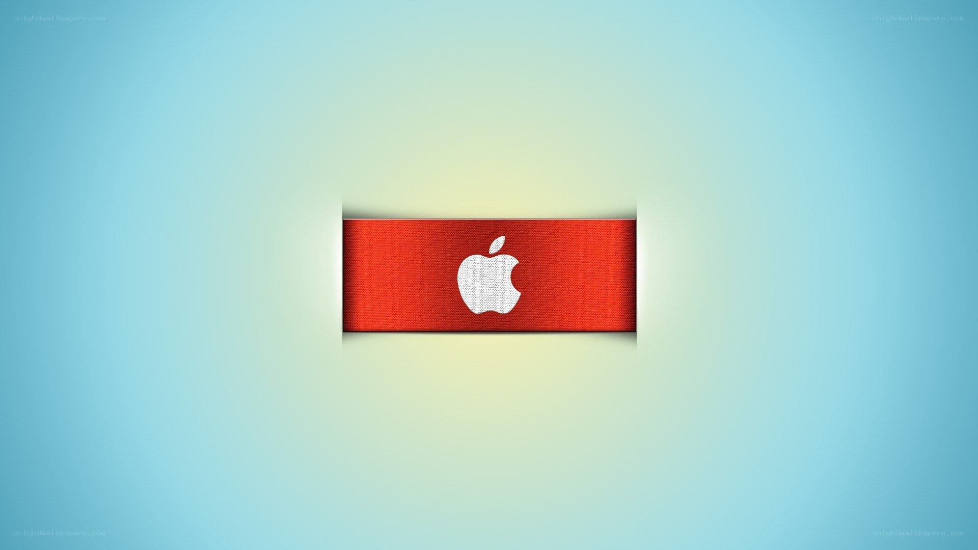 Apple logo on red banner