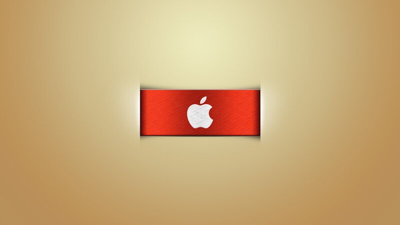 Apple logo on red banner