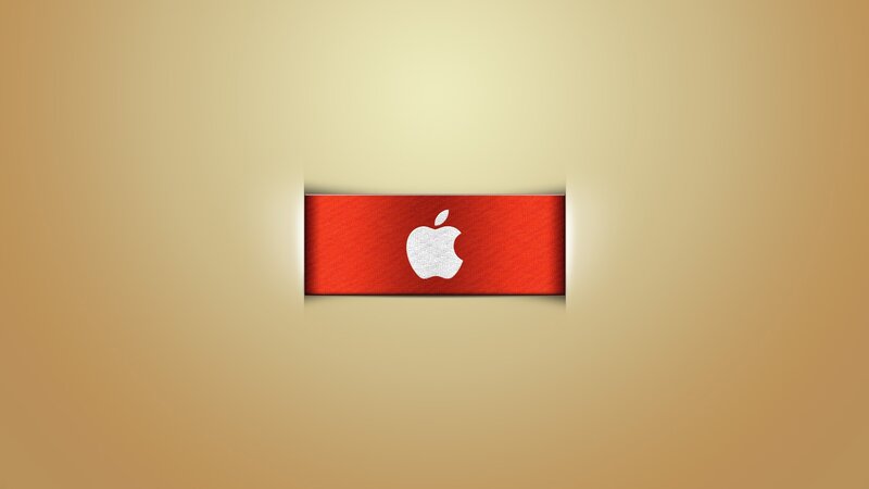 Apple logo on red banner