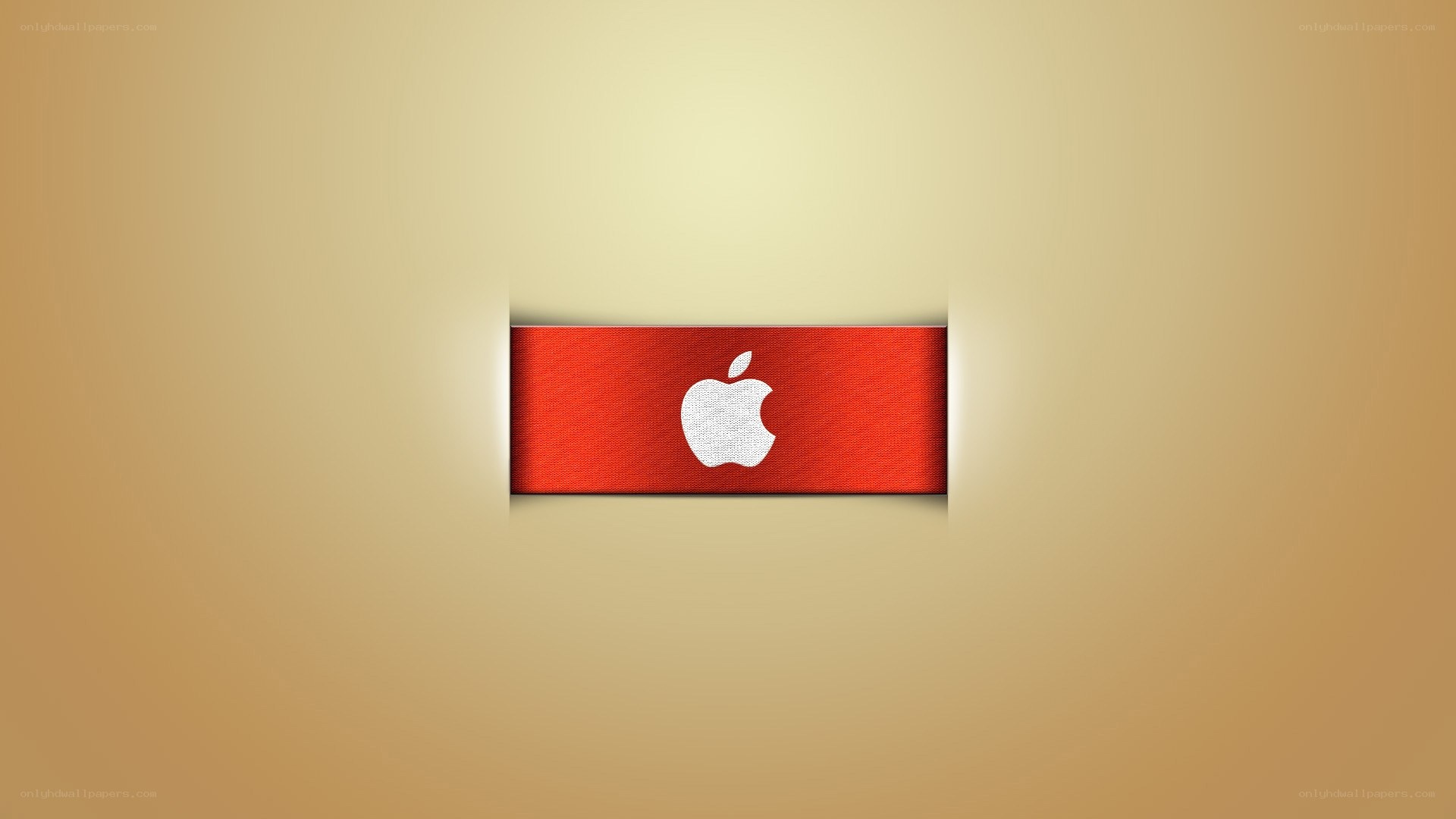 Apple logo on red banner
