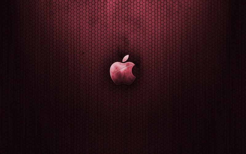 Apple logo on red mesh