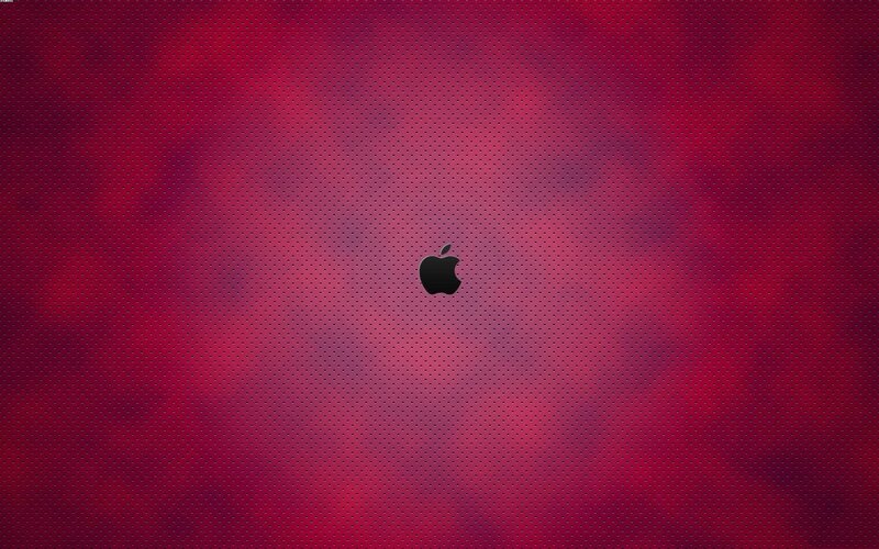 Apple logo on red mesh