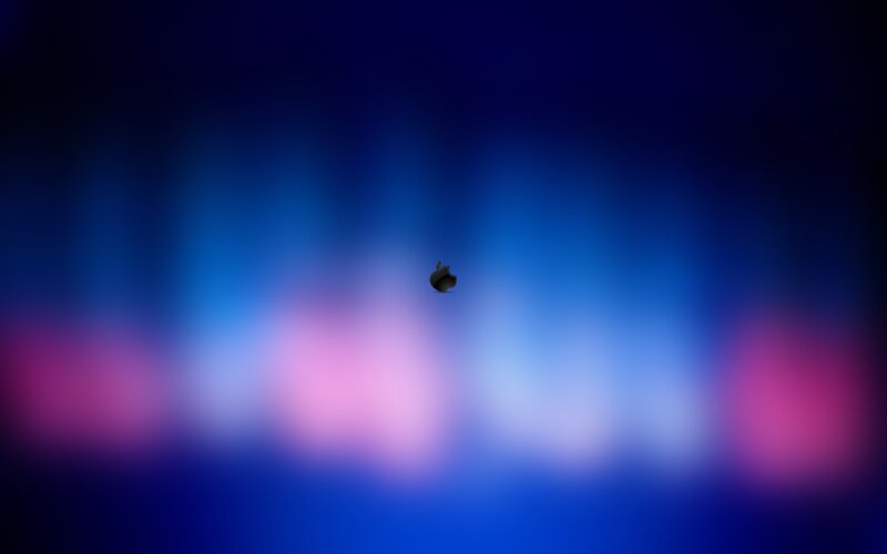 Apple Logo on Screen — Blue, Minimalist