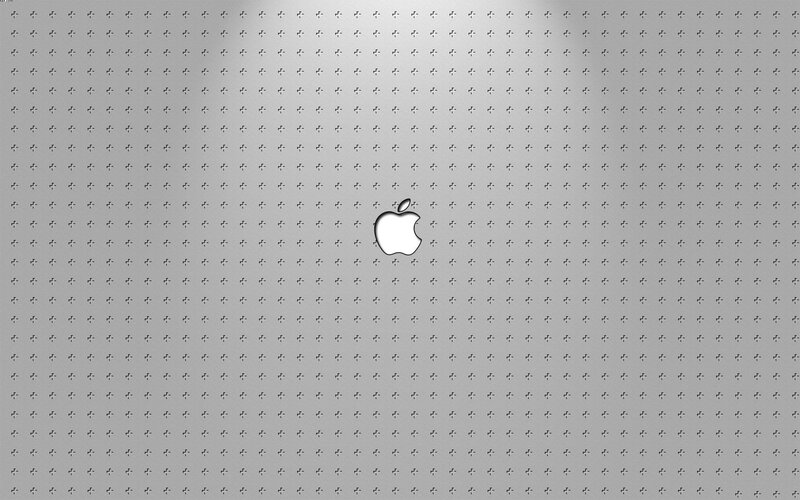 Apple logo on silver background