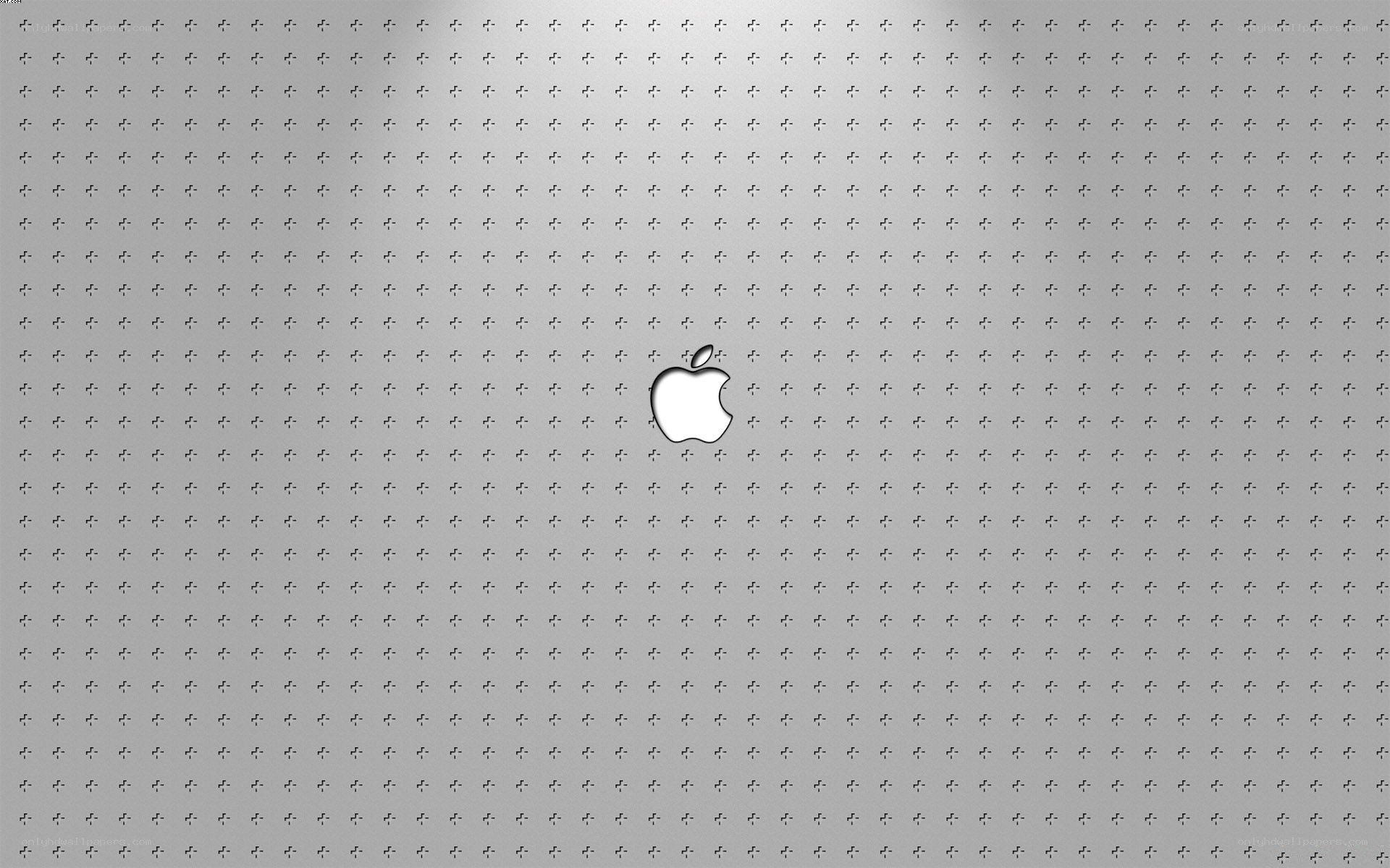 Apple logo on silver background