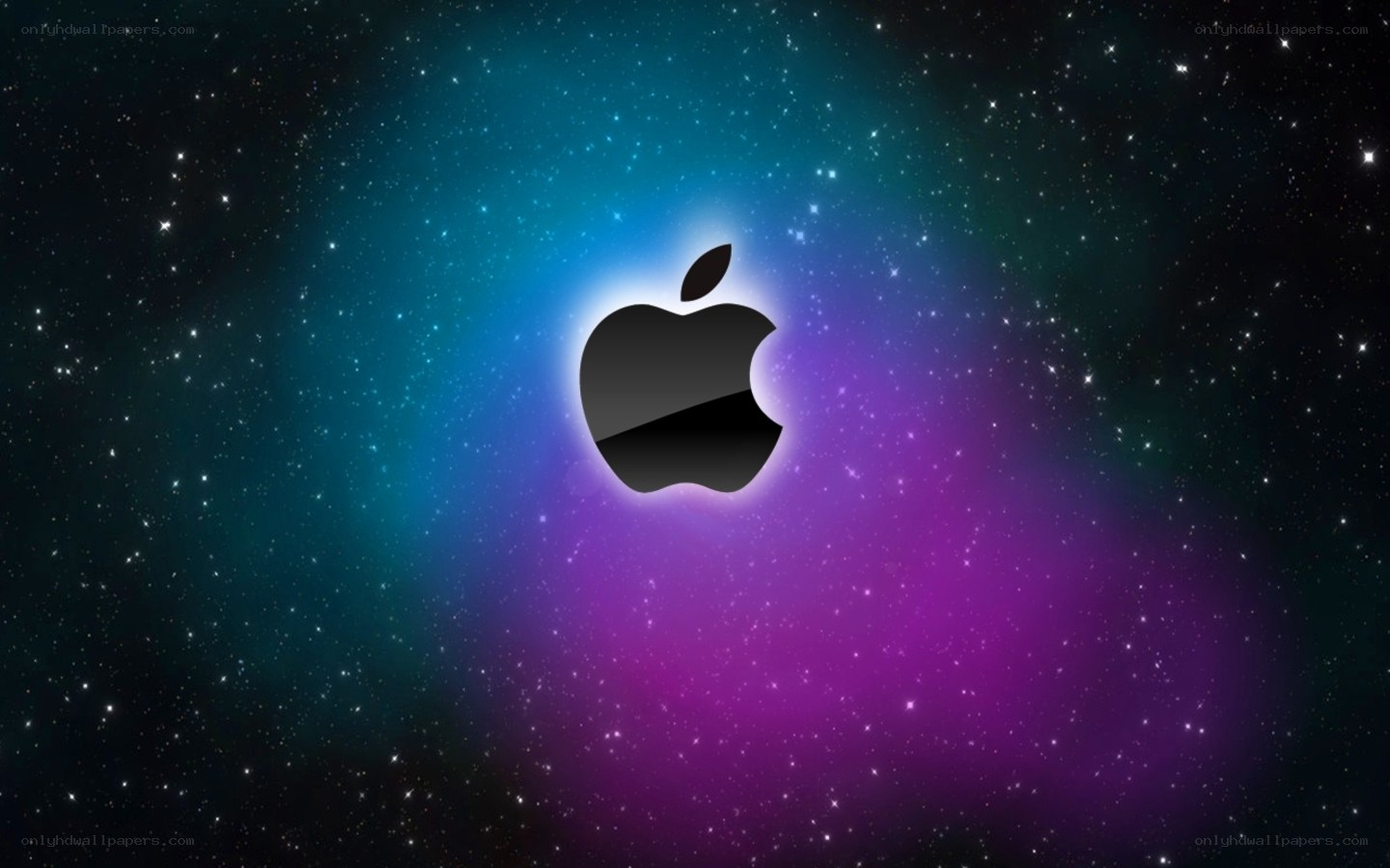 Apple logo on starry background