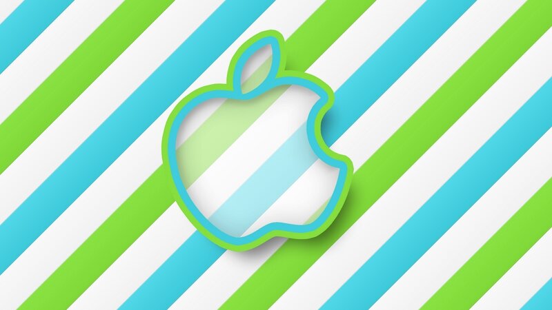 Apple logo on striped background