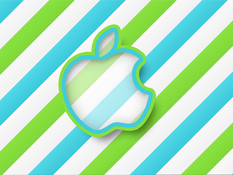 Apple logo on striped background