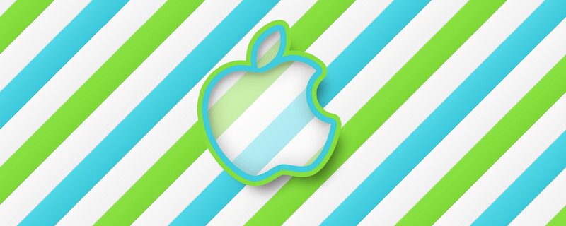 Apple logo on striped background
