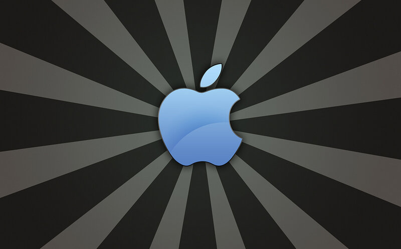 Apple logo on striped background