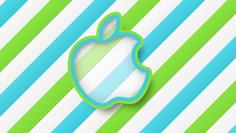 Apple logo on striped background