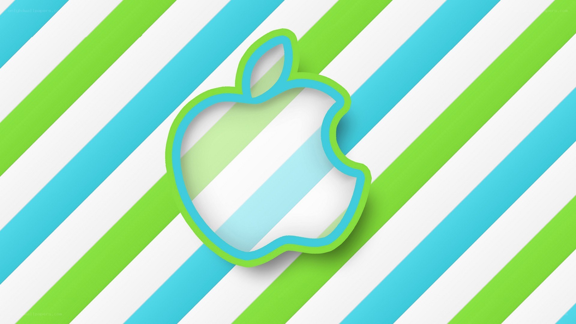 Apple logo on striped background