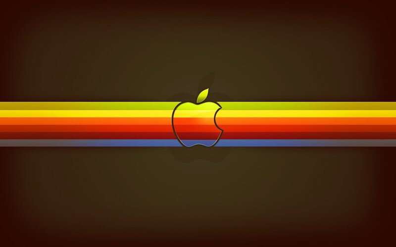 Apple Logo on Stripes — Brown, Retro