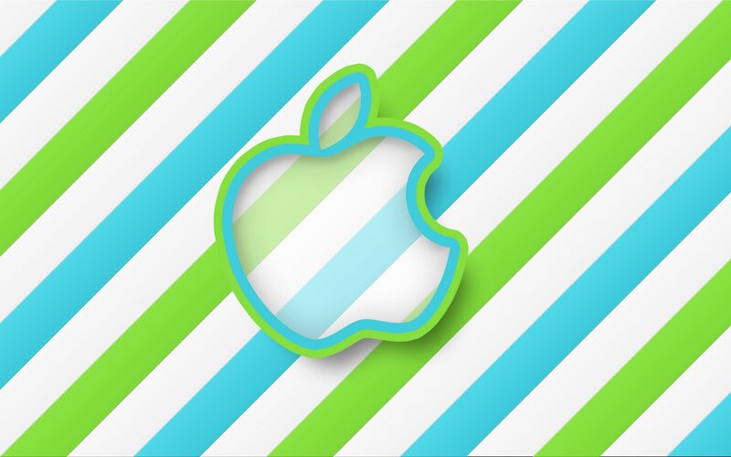 Apple Logo on Stripes — Green, Playful
