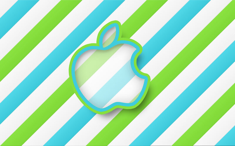 Apple Logo on Stripes — Green, Playful, Vector Art
