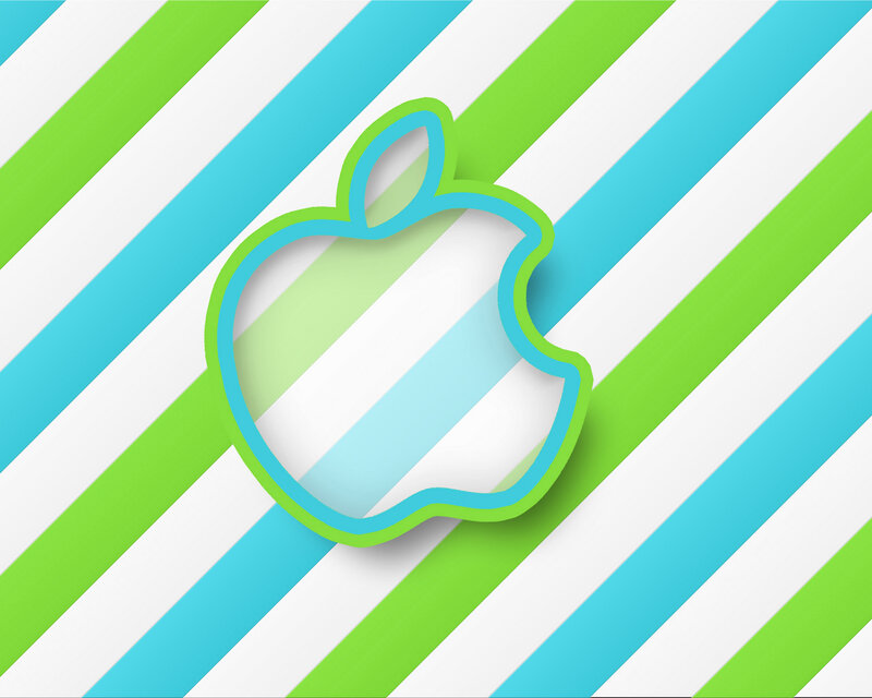 Apple Logo on Stripes — Green, Vector Art