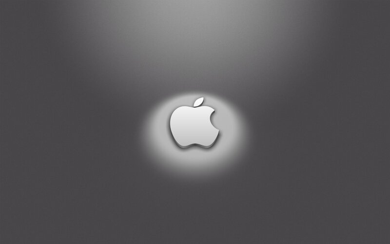 Apple Logo on Surface — Gray, Minimalist