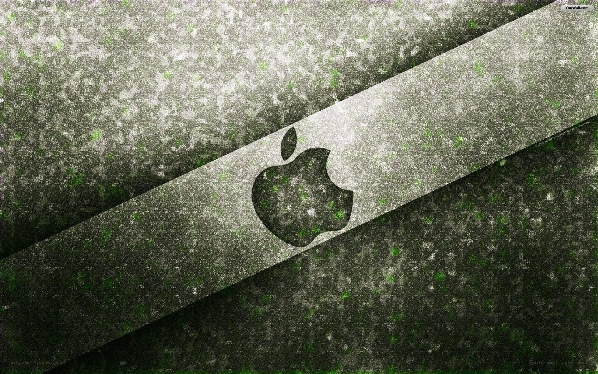 Apple logo on textured background