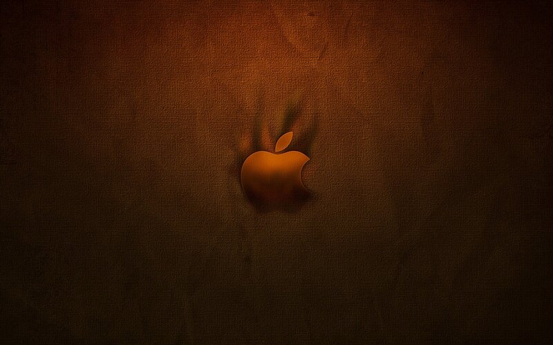 Apple Logo on Textured Surface — Brown, Dramatic, Digital Art